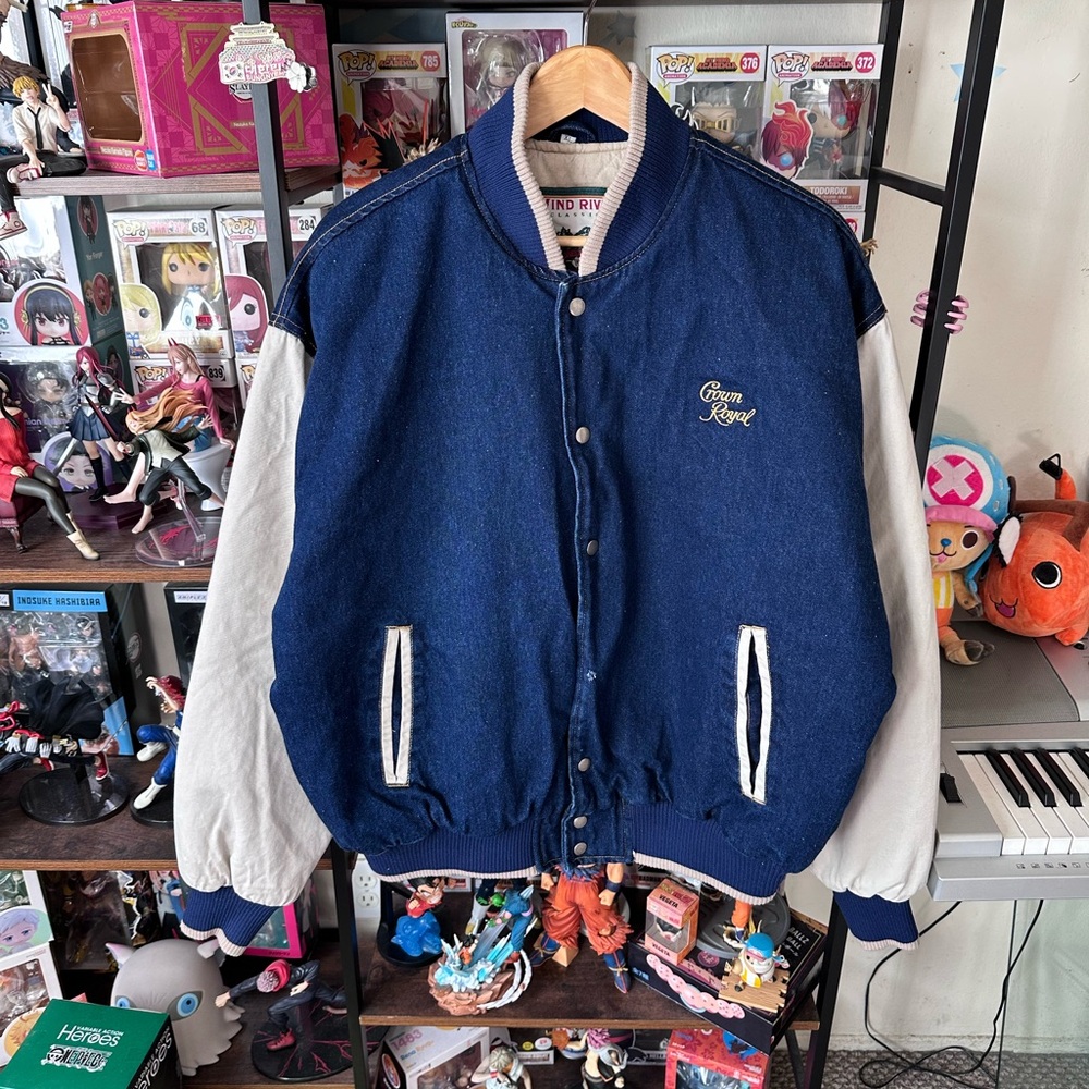 Vintage Wind River Varsity Denim Jacket Quilted Oversized Men’s XL